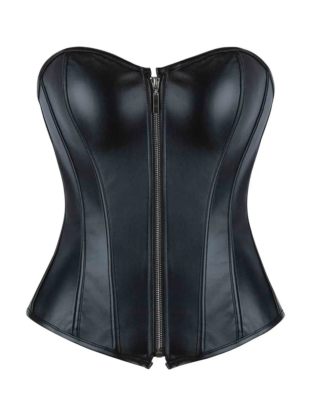 Zipper bone dress sexy chest support abdomen corset European and American court body shaping PU smooth tight bodice