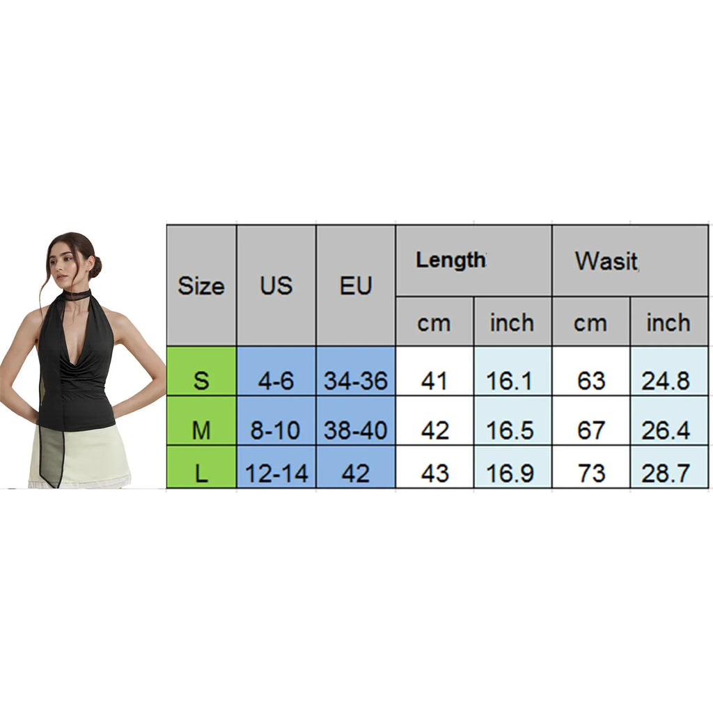 Women Summer Solid Color Tank Tops Deep V-Neck Cowl Neck Halter Neck Casual Vests Sleeveless Tops Streetwear
