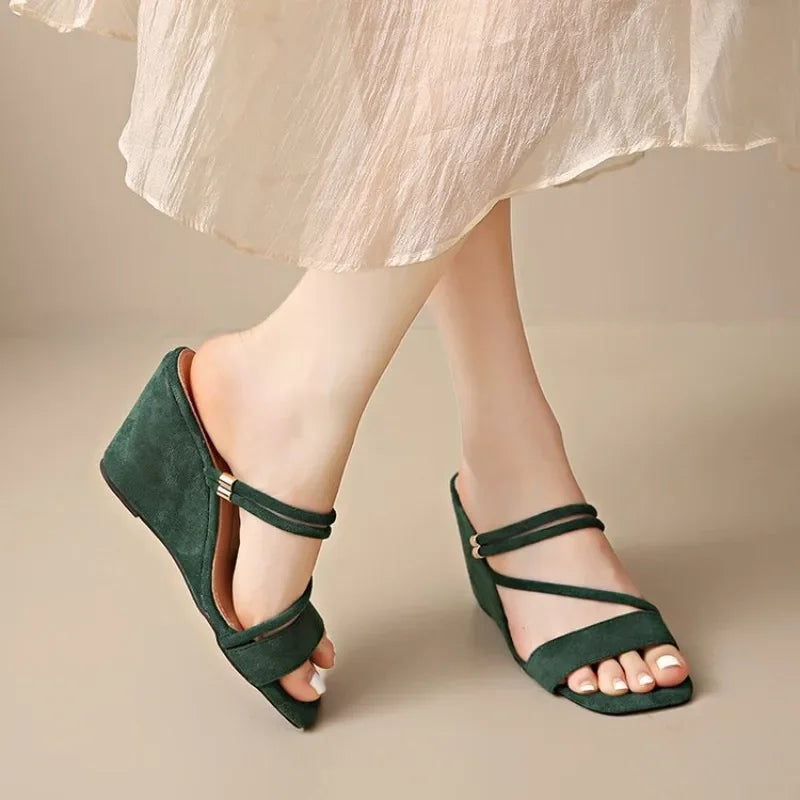 Summer Square Toe Sexy Comfortable Non-slip Wedge Sandals Fashion New  Casual Sandals for Women