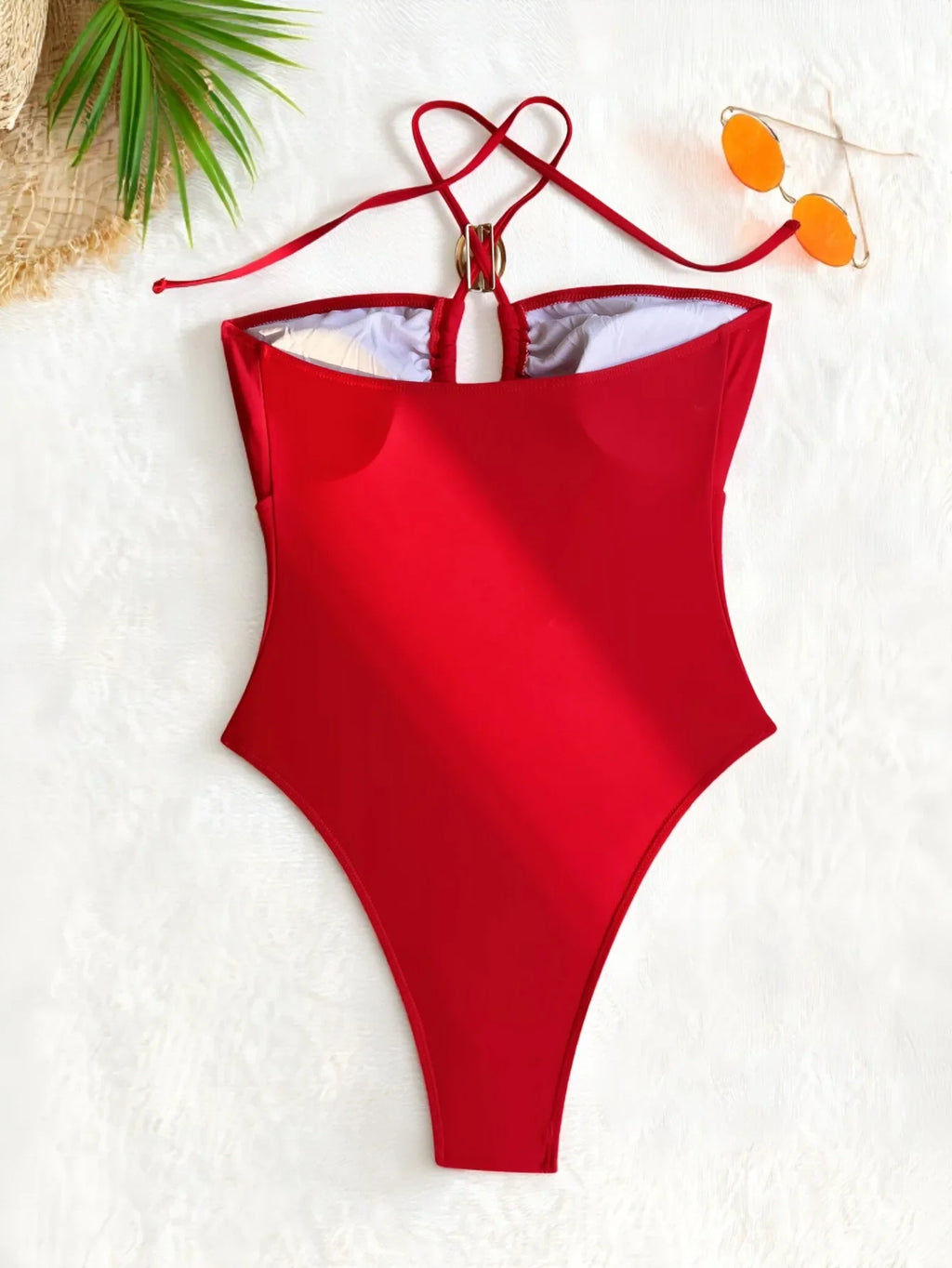 2026 Summer Women's One-piece Suit Swimwear Sexy Hollow Out Neck Lace-up Bodysuit Beachwear High Waist Push Up Bathing Suits