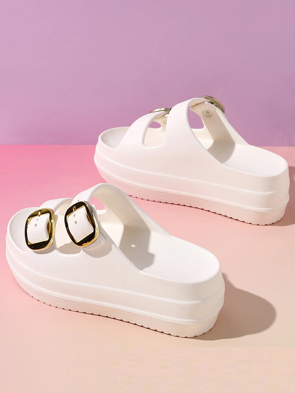 Women Platform Slippers Indoor Street Summer Shoes Solid Color Thick Sole Anti Slip Female Home Beach Slides Slip On Sandals