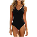 2026 New Solid Cross One Piece Swimsuit For Women Plus Size Swimwear Push Up Bathing Suit Beachwear Deep V Neck Swimming Suits