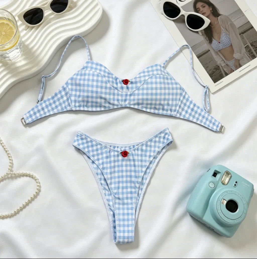 2026 New Sexy Bikini Women Swimsuit Bandeau Biquini Push Up Swimwear Female Shiny Bathing Suits Print Bodysuit Beachwear