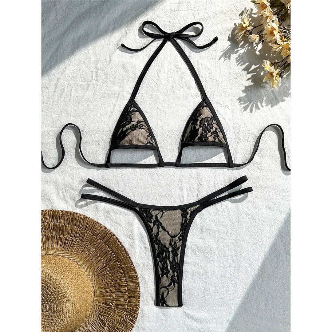 Sexy Extreme String Mini Micro Thong Bikini Female Swimsuit Women Swimwear Two-Pieces Bikini Set Bather Bathing Suit Swim V8373