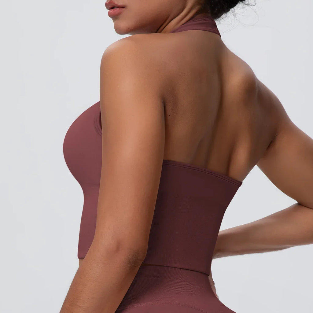 Gym Tops Women Halter Top Gym Vest Woman Sexy Backless Push Up Sport Bras Running Vest Workout Tops Activewear Yoga Fitness Vest