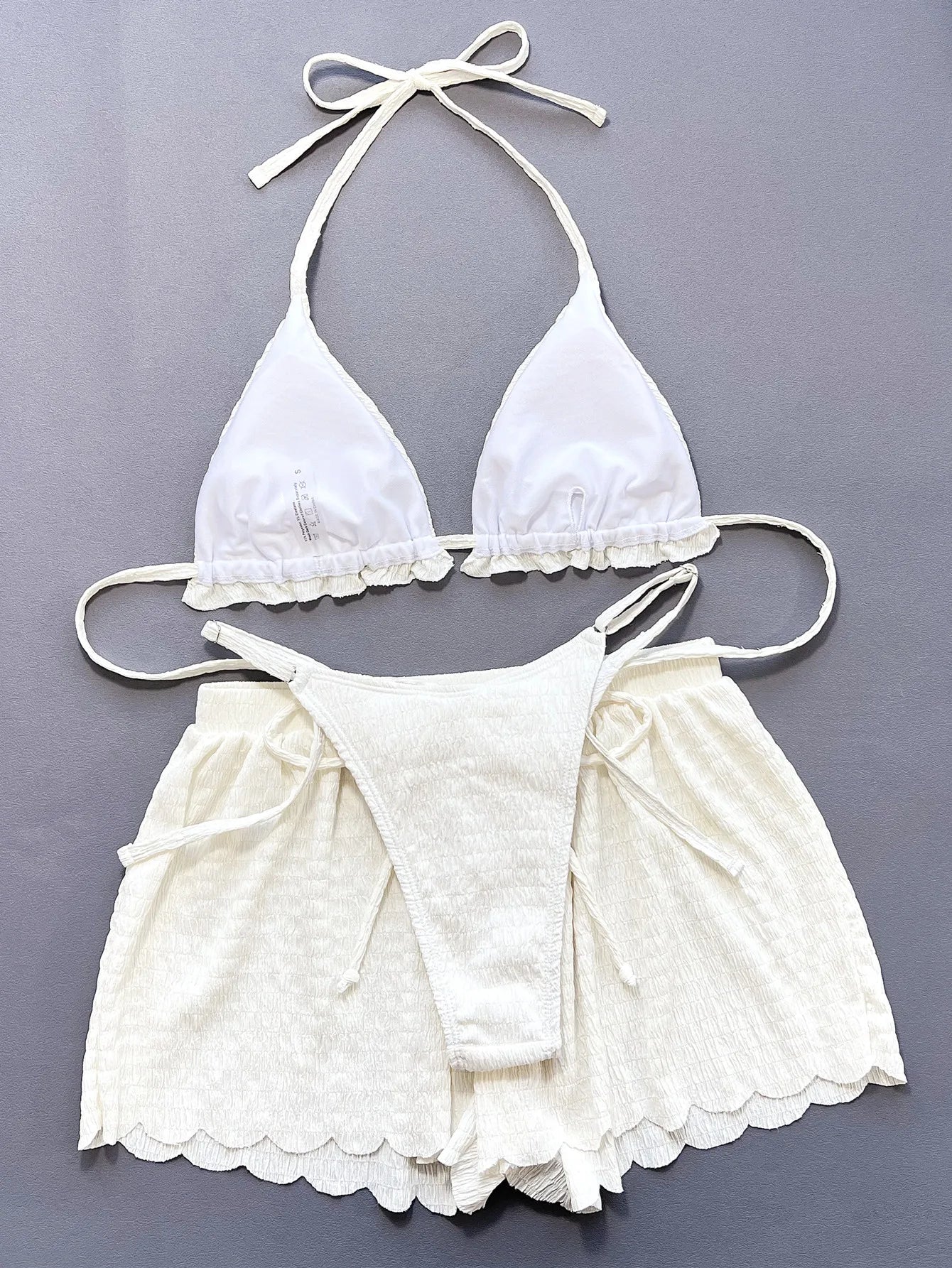 DEKA  Women 3 Piece Bikinis Set Halter String Push Up Swimsuit Backless Cute Beach Outfit Bathing Suit Swimwear Biquinis