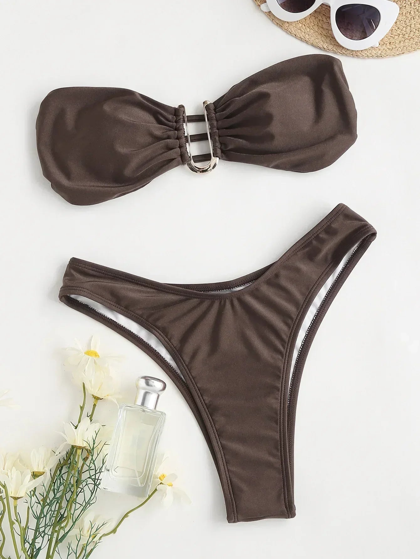 Women Bikini Sets Two Pieces Swimsuit Female Metal High Waist Sexy Bikini Bathing Suit Monokini Swimwear Women Biquini Bakini