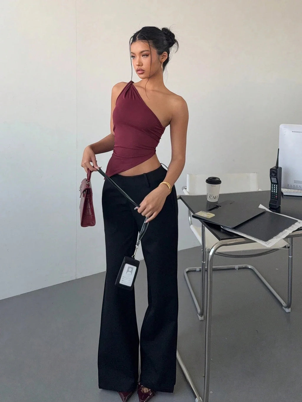 Women's Sexy One Shoulder Asymmetry Hem Crop Top Shoulder Knot Desigh Backless Slim Fit Cami Top streetwear 2025 Summer