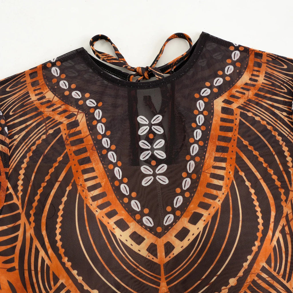 2025 Sexy Women's Retro Print Scoop Neck Padded Long Sleeve One Piece Swimsuits High Cut Bathing Suits Swimwear Bodysuit