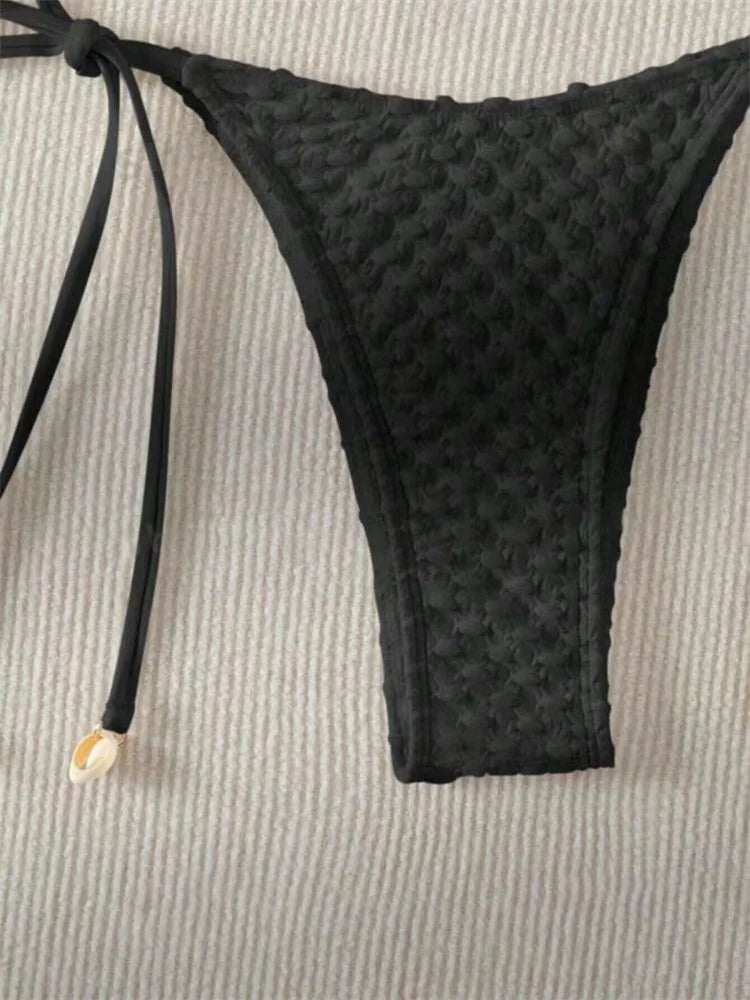 DEKA Tie Side Thong Swimwear New Sexy Bikini Set White Shell Designer Swimsuit Halter Push Up Micro Bikinis Summer Bathing