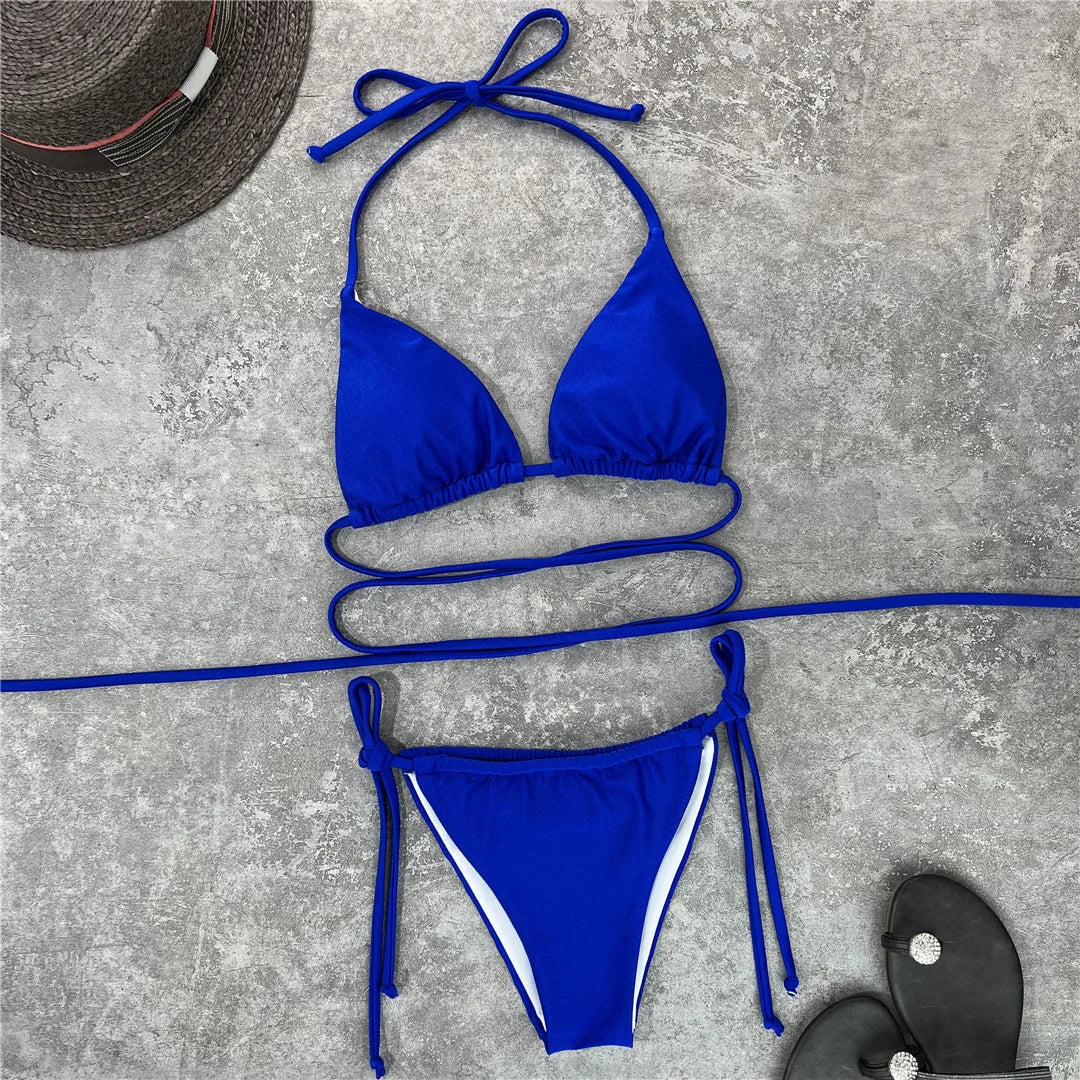 2026 New Wrap Arround Mini Bikini Female Swimwear Women Swimsuit Two-pieces Bikini Set Brazilian Bather Bathing Suit Swim V1229H