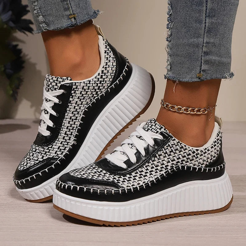 Punk Mixed Color Platform Sneakers for Women 2025 Fashion Thick Bottom Vulcanized Shoes Woman Cozy Non Slip Walking Shoes 43