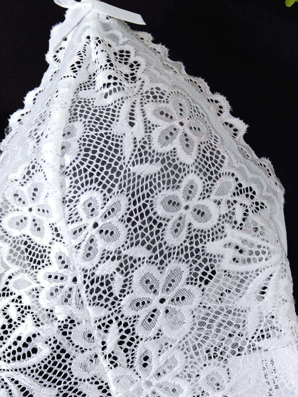 White Embroidered Lace Falafan Dress Set - Sexy Lingerie for Women - Sexy Bra Set with Strap Design on the Back 21077