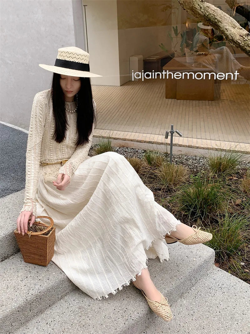 Woven Bow Back Strap Design Sandals Women's Summer New Square Head Shallow Mouth Single Shoe Comfortable Elegant Cool Pumps