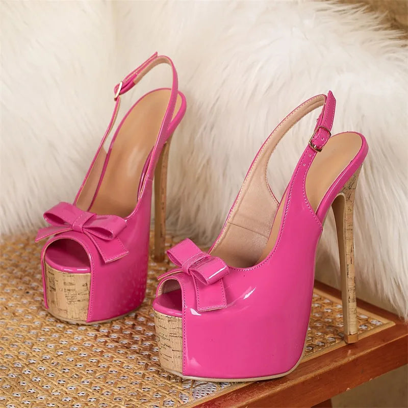 Butterfly-kont Peep Toe Buckle Strap Women Pumps Sandals Sexy Stiletto High Heels Carnival Striptease Shoes