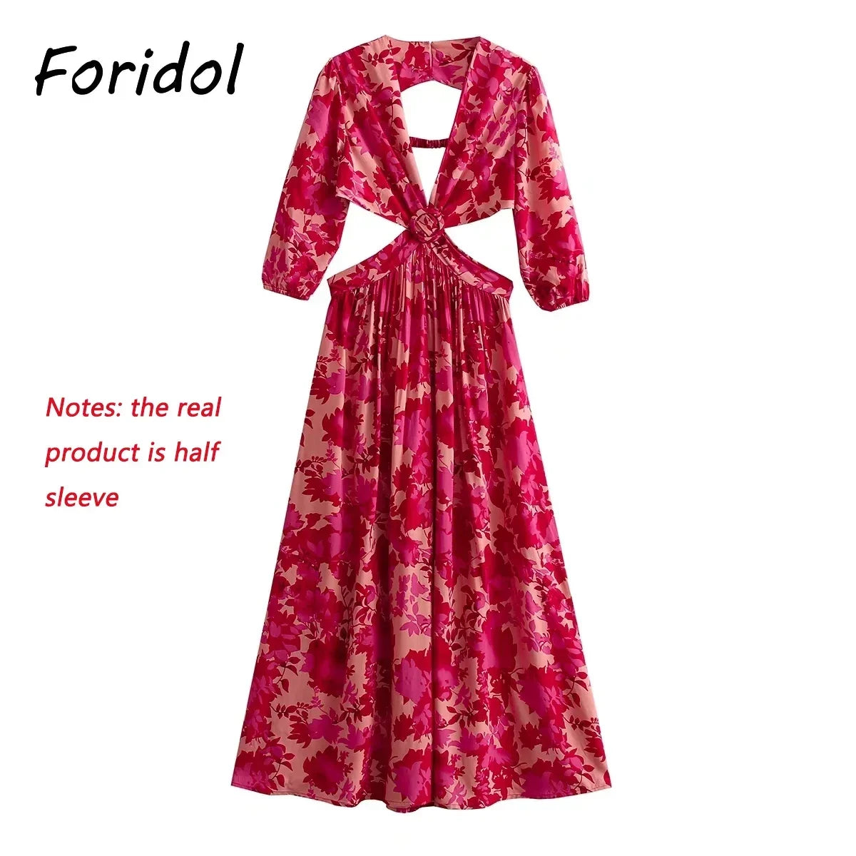 Waist Cut Out Backless Sexy Summer Maxi Dress Elegant Deep V Neck Holiday Long Dress Red Black Boho Floral Dress Women 2025