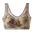 Women Bra Mesh Thin Floral Print Mid-aged Wide Shoulder Strap Wireless Anti-snagging Push Up Seamless Mother Bra