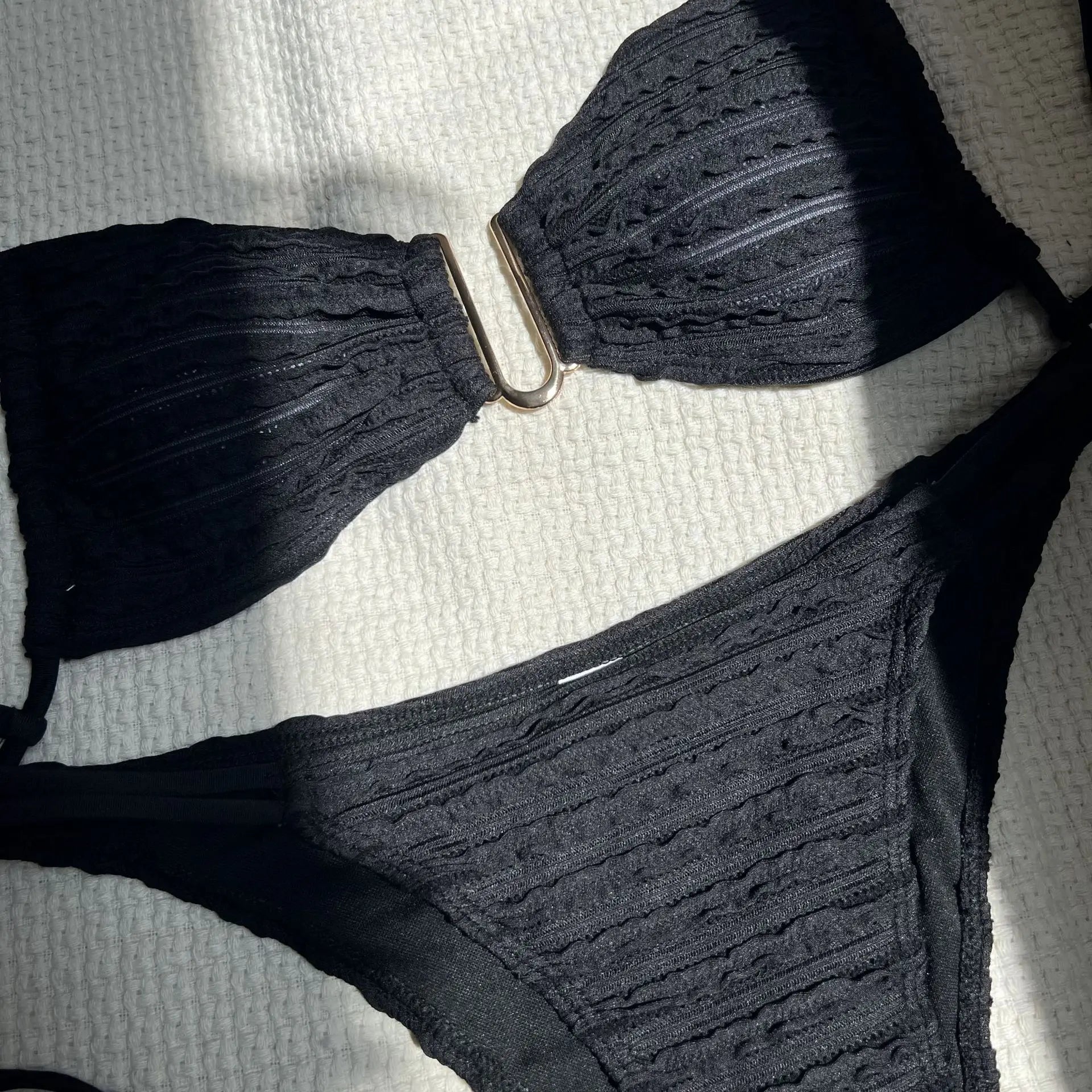 2026 Wrinkled U Ring Bandeau Bikini Women Swimwear Female Swimsuit Two-pieces Bikini Set Bather Pool Bathing Suit Swim Beachwear