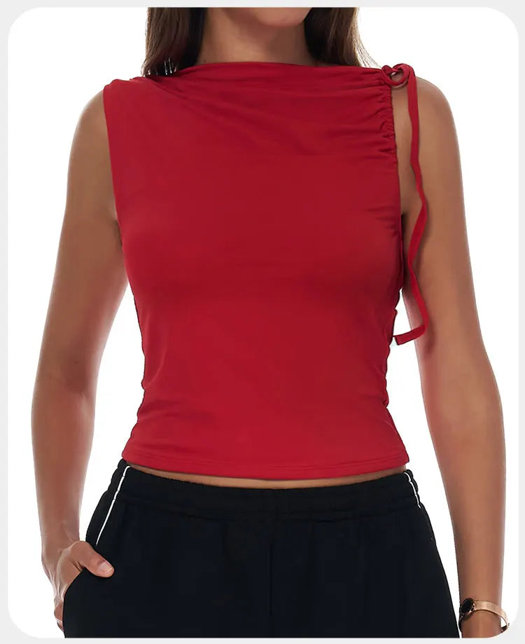 Sexy Shoulder Yoga Top Sleeveless Fitness Women Solid Color Gym Shirt Breathable Quick Dry Running Vest Sportswear