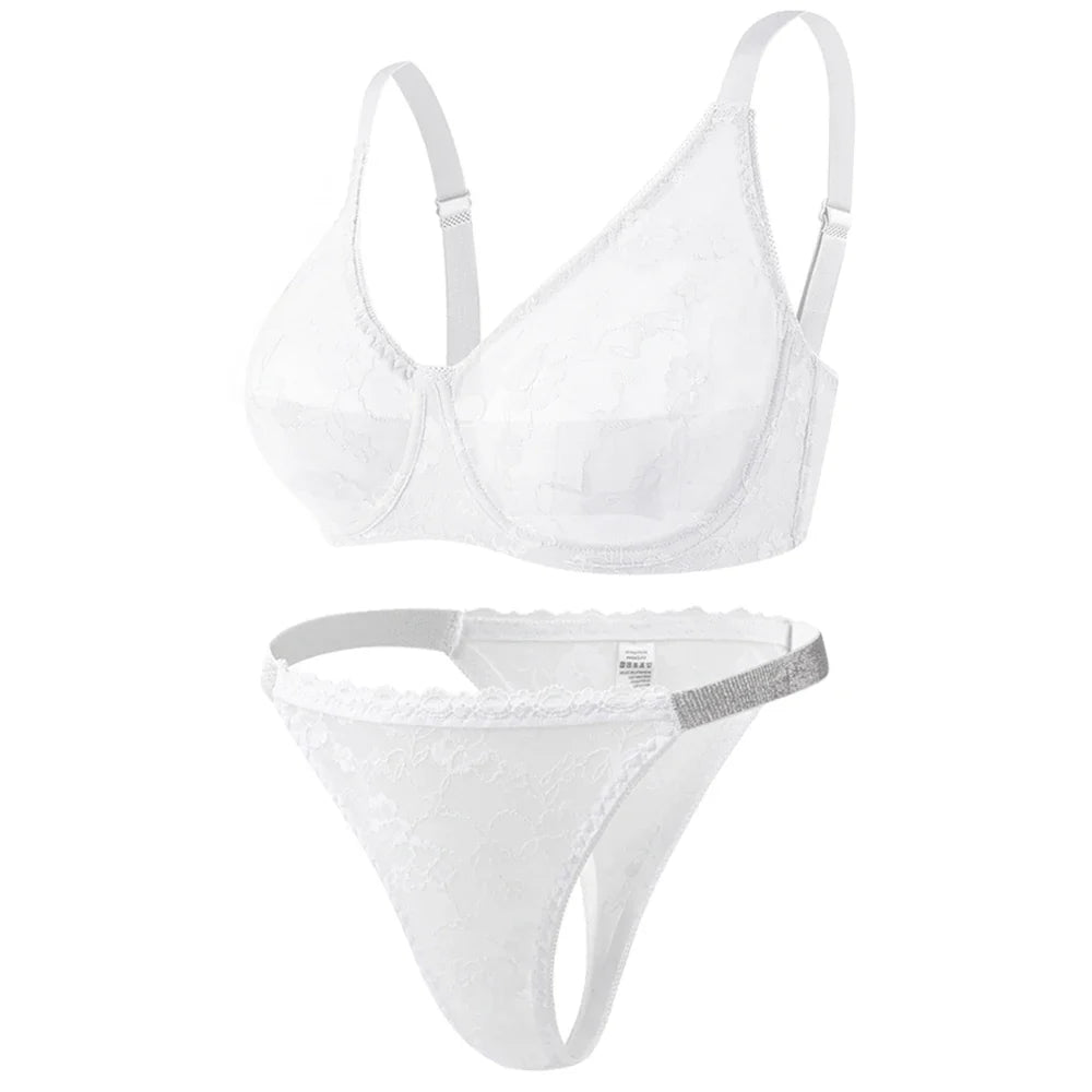 Women's Bra & Briefs Sets Seamless Bras For Ladies Lace Thong Underwear Plus Size Brassiere Sexy Lingerie Set BH Top