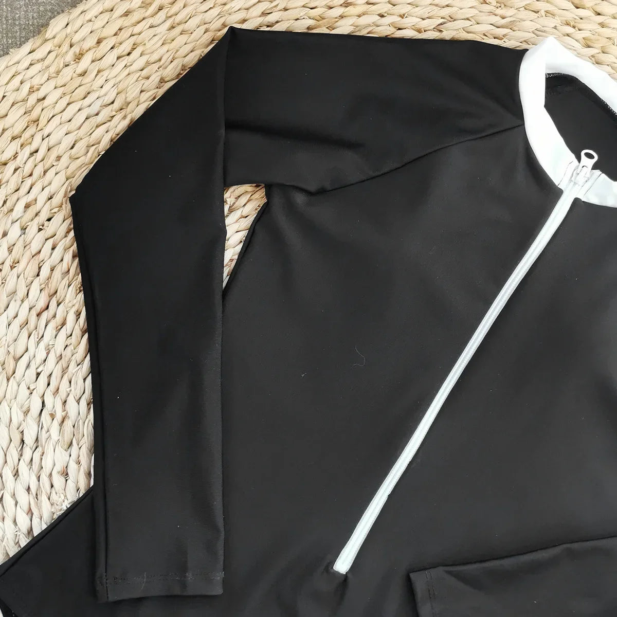 2025 Women's Rashguard Long Sleeves One Piece Swimsuit Patchwork Swimwear Zipper Monokini Surf Bathing Suit Sports Bodysuit S-XL