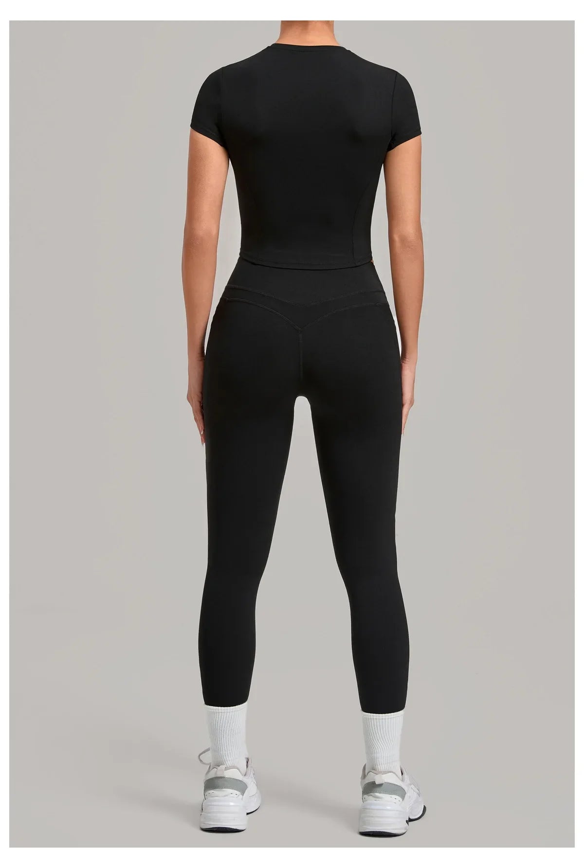 Women Tracksuit Yoga Sets Short Sleeve Slim Sports T Shirts Workout Clothes Outdoor Tight High Waist Pocket Pants Fitness Suits