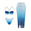 S - XL 3PCS With Skirt Underwired Bikini Female Swimsuit Women Swimwear Three-pieces Bikini set Bather Bathing Suit Swim V8080
