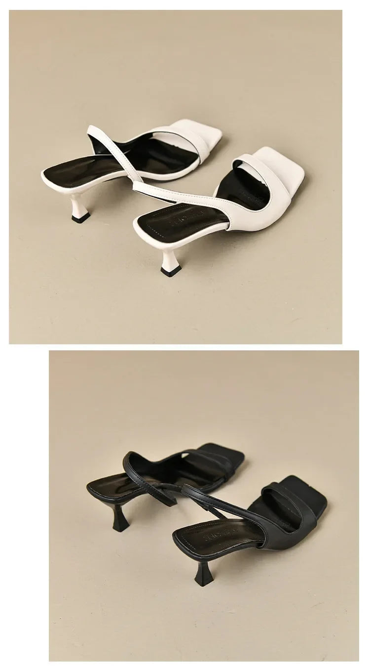 2026 New Women's Summer New Fashion Square Toe Simple Solid Color Sandals Outdoor Open Toe Casual Banquet Party Women's Sandals