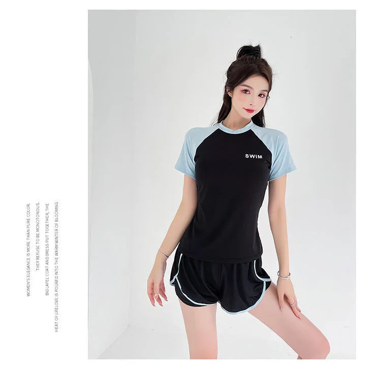 Swimsuit Women's Plus Size Two-piece Split Style Sports Style Conservative Slimming Hot Spring Ins Style Full Body Professional