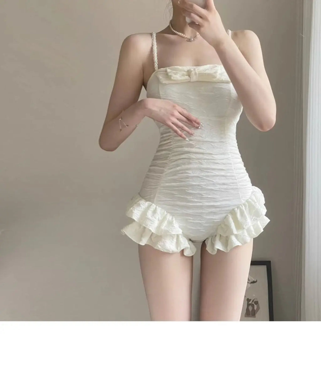 Cute and Conservative Swimsuit for Women, Covering The Belly and Slimming, Gathering Hot Spring Vacation, Fashionable Swimsuit