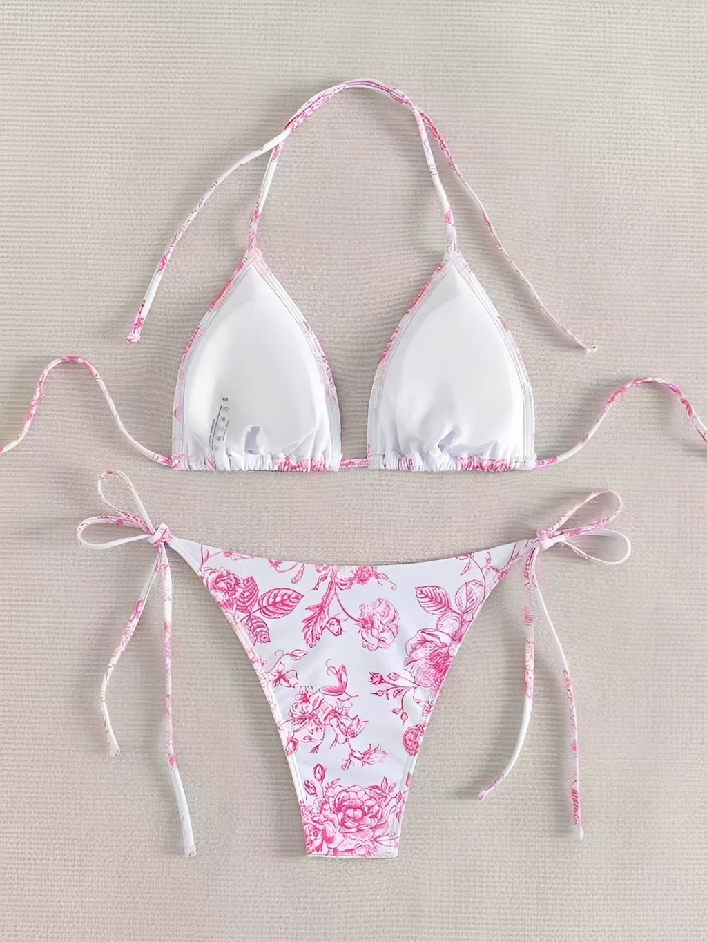 2026 Halter Triangle Bikinis Printed Swimsuit Women Sexy String Swimwear Female Bathers Swimming Bathing Swimming Swim Suit