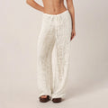 Women's trousers, fashionable and versatile, solid color, drawstring straight trousers, beach sun protection trousers