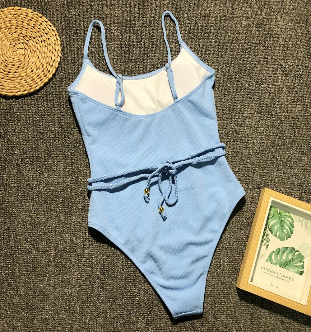 DEKA Solid One Piece Swimsuit Female Swimwear Women Cut Out Bathing Suits Summer Beach Wear Sport Swimming T Shirt Monokini