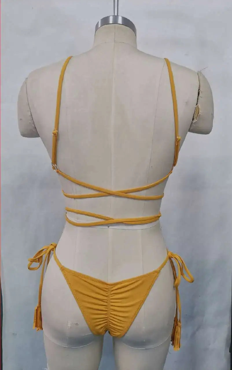 Print Triangle Bikini Set Women Split Swimwear Sexy Bandage Design Micro Bikini Beachwear Summer New Lady Swimming Bathing Suit