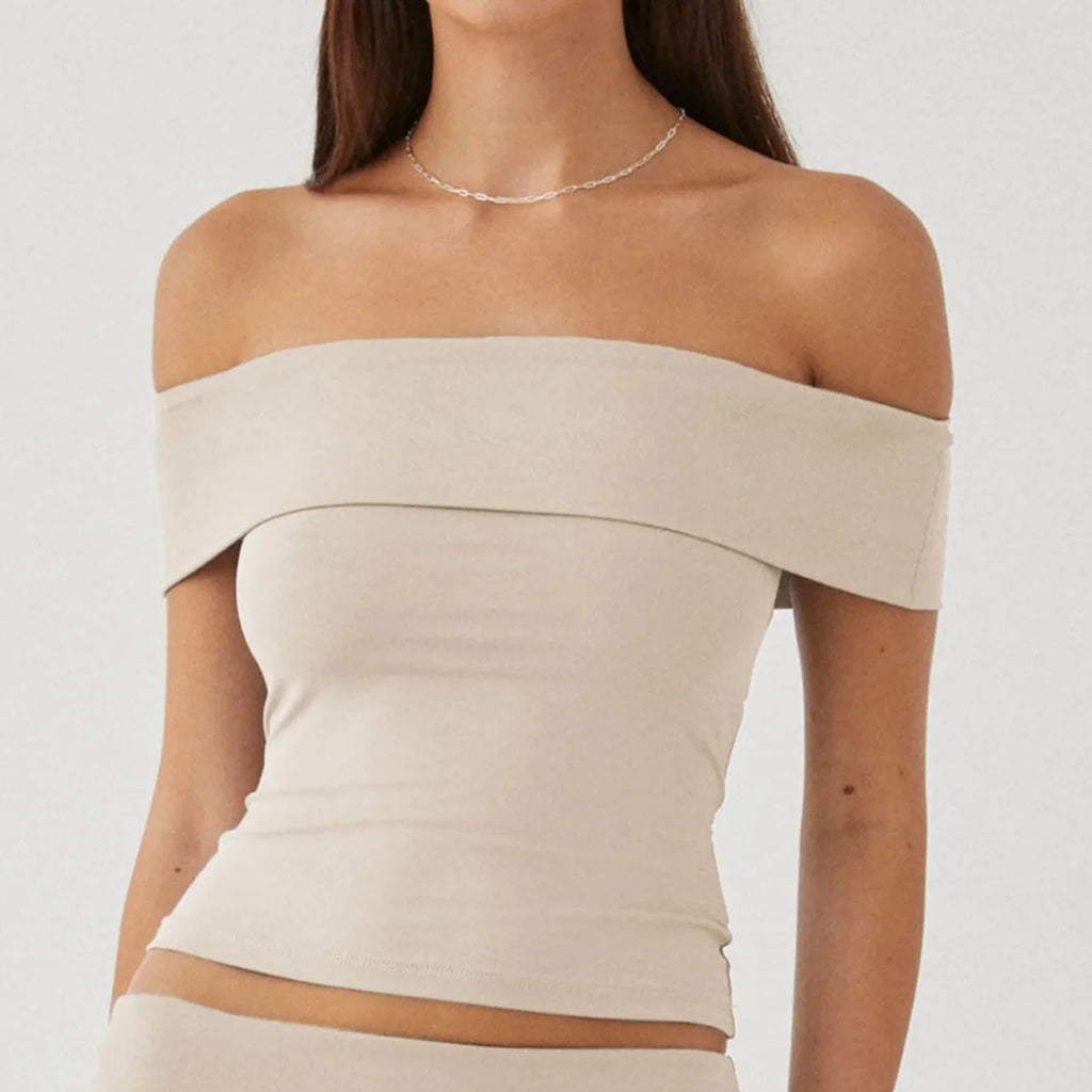 Elegant Women's Crop Top Solid Color Slash neck Top Lady Y2K Streetwear Fashionable Slim Fit Tee Summer Outfit Women's Clothes