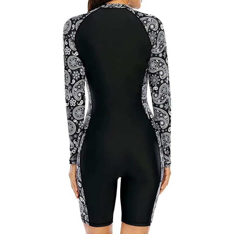 Women's Long Sleeve Rashguard Swimsuit One Piece pro Sports 2025 Femme Swimwear Boyleg Knee-Length Surf Beach Wear Bathing Suit