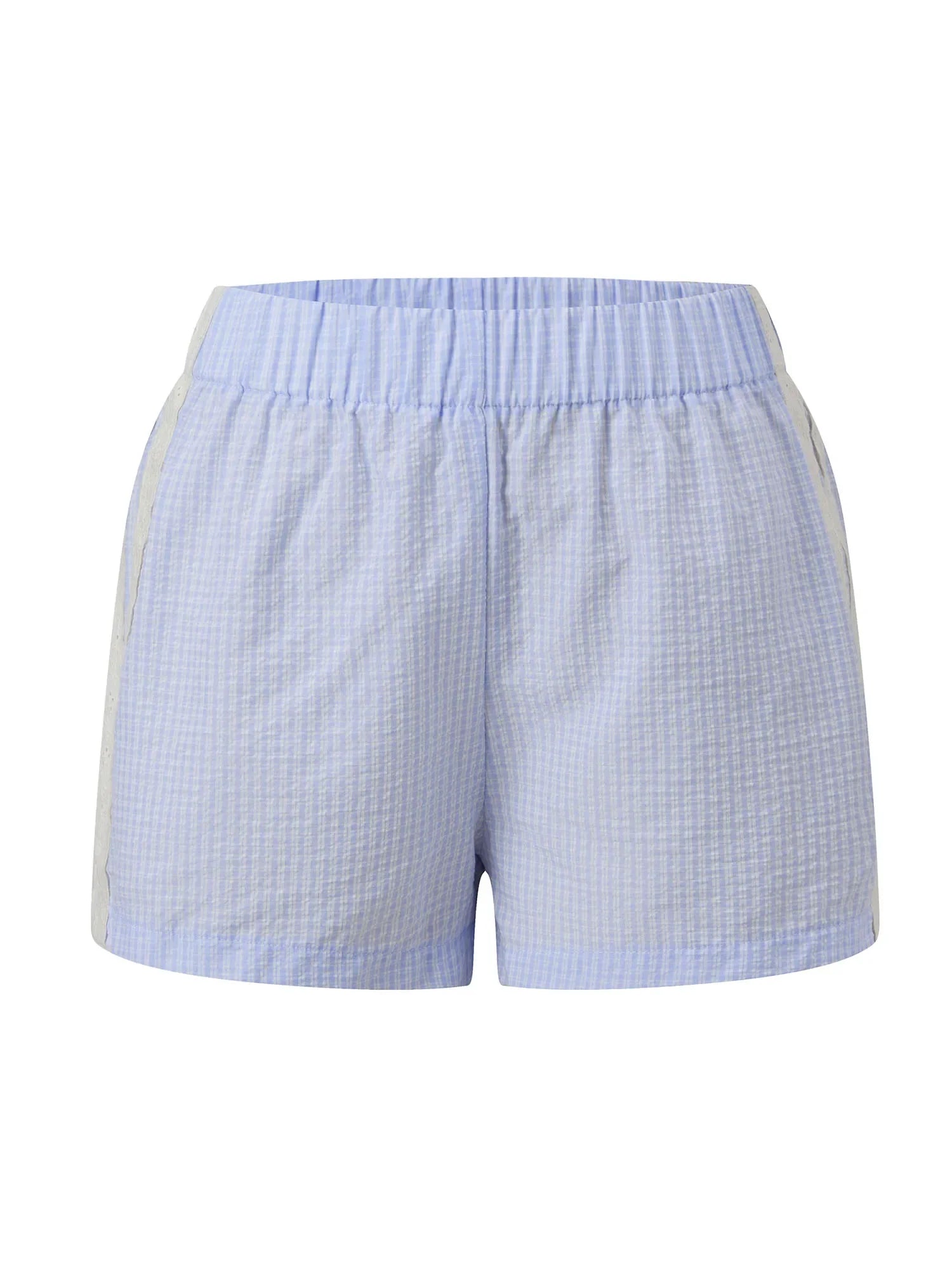 Women's Loose Shorts Elastic Waist Plaid Print Wide Leg Short Pants Summer Casual Daily Beach Athletic Wear