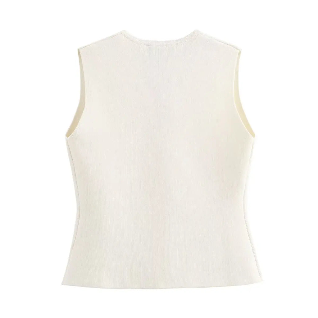 Foridol Gold Button Knitted Tank Top Women Autumn Winter Burgundy Short Vest Sleeveless V Neck Chic New Fashion Tops