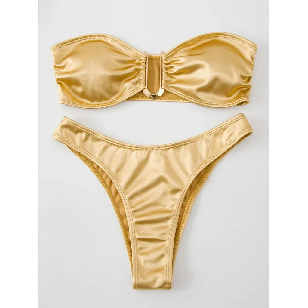 13 Color 2026 New Sexy Bandeau Bikini Women Swimwear Female Swimsuit Two-Pieces Bikini Set Padded Bather Bathing Suit Swim V4647