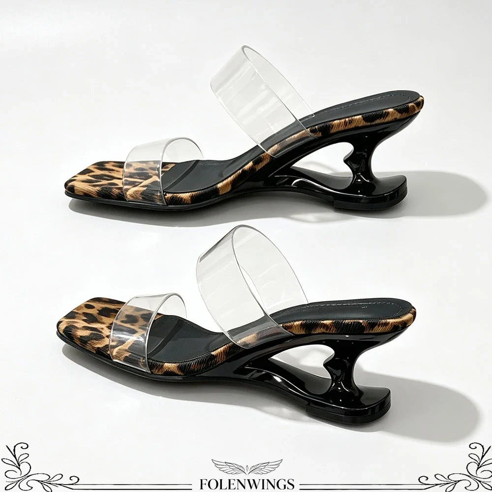 Y2K PVC Transparent Designer Sandals Women Shoes Slip On Hollow Wedge Slide Mules Beach Vacation 6cm Comfortable Walking Heels