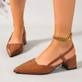 Thick Heels Breathable  High Heels Summer Sexy Pointed Toe Slingback Women's Sandals 2026