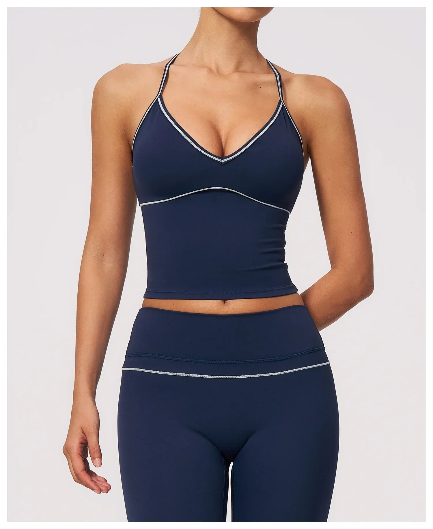 Summer Back I Shaped Sports Bra Sexy Deep V Neck Contrast Color Slimming Yoga Tank Top Outdoor Workout Fitness Gym Running Vest