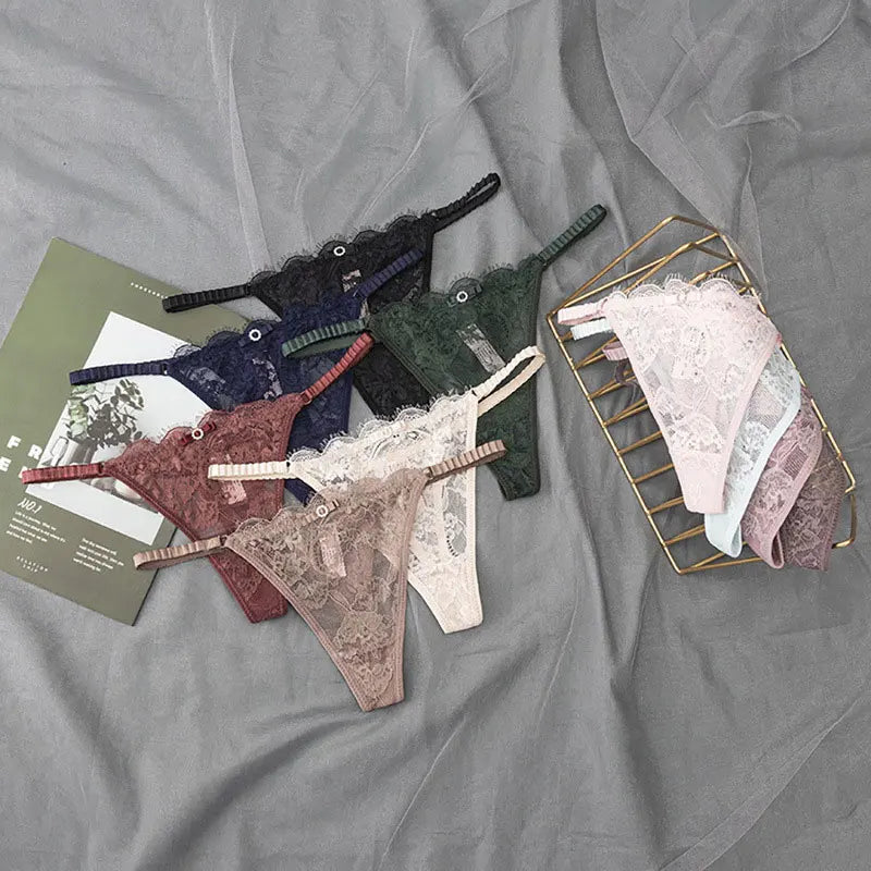 New Sexy Pink  Women's Underwear Low-Waisted Sexy Thong Attractive Breathable Women Panties Bra Rhinestone Fashion  Comfort Br