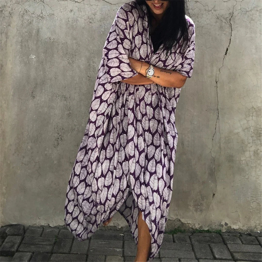 7 Colors Leaves Printed With Belt Half Sleeve Tunic Beach Cover Up Cover-ups Beach Dress Beach Wear Beachwear Female Women V4511