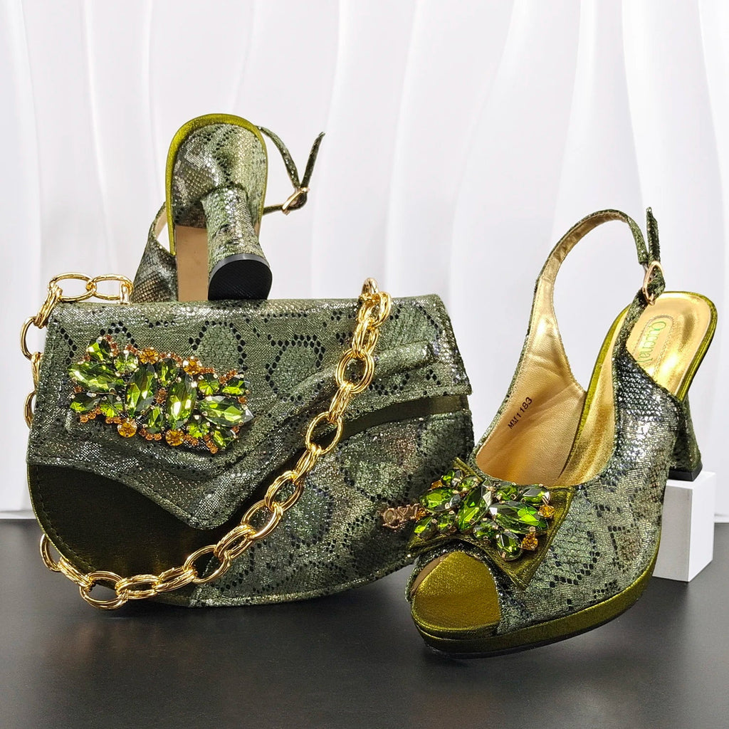 Doershow Lastest Italian Design Fashion Style Ladies Shoes with Matching Bag Set 2026 Nigerian Shoes and Bag Set!  HG1-1