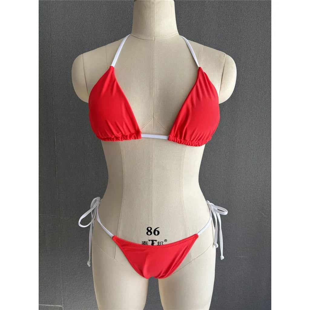 S - XL Sexy Halter Strappy High Cut Bikini Women Swimwear Female Swimsuit Two-Pieces Bikini Set Bather Bathing Suit Swim V6244