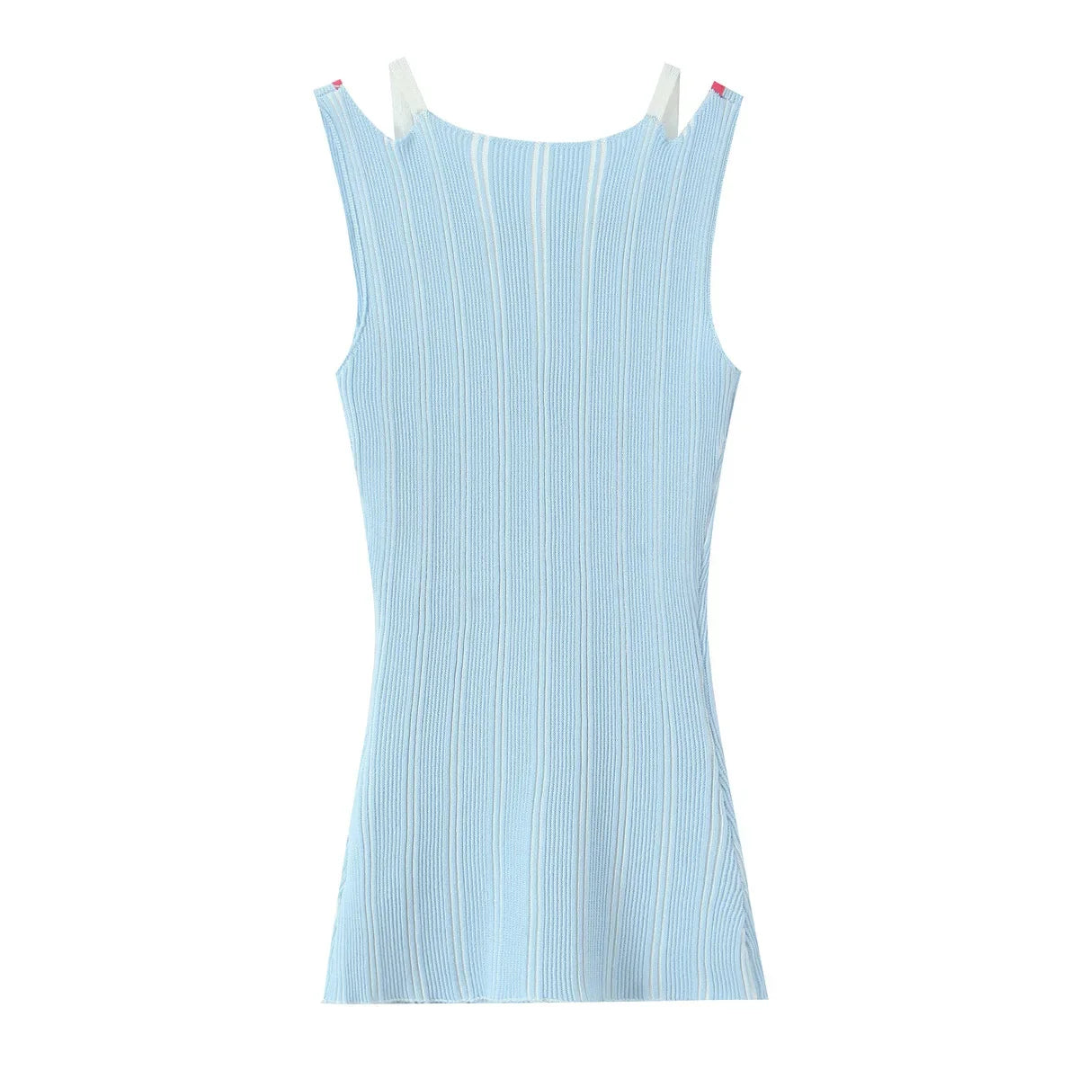 Women's Fashion Internet Celebrity V-Neck Sexy Fake Two-Piece Knitted Vest Top For Woman Pure Desire Casual Elegant U3C0