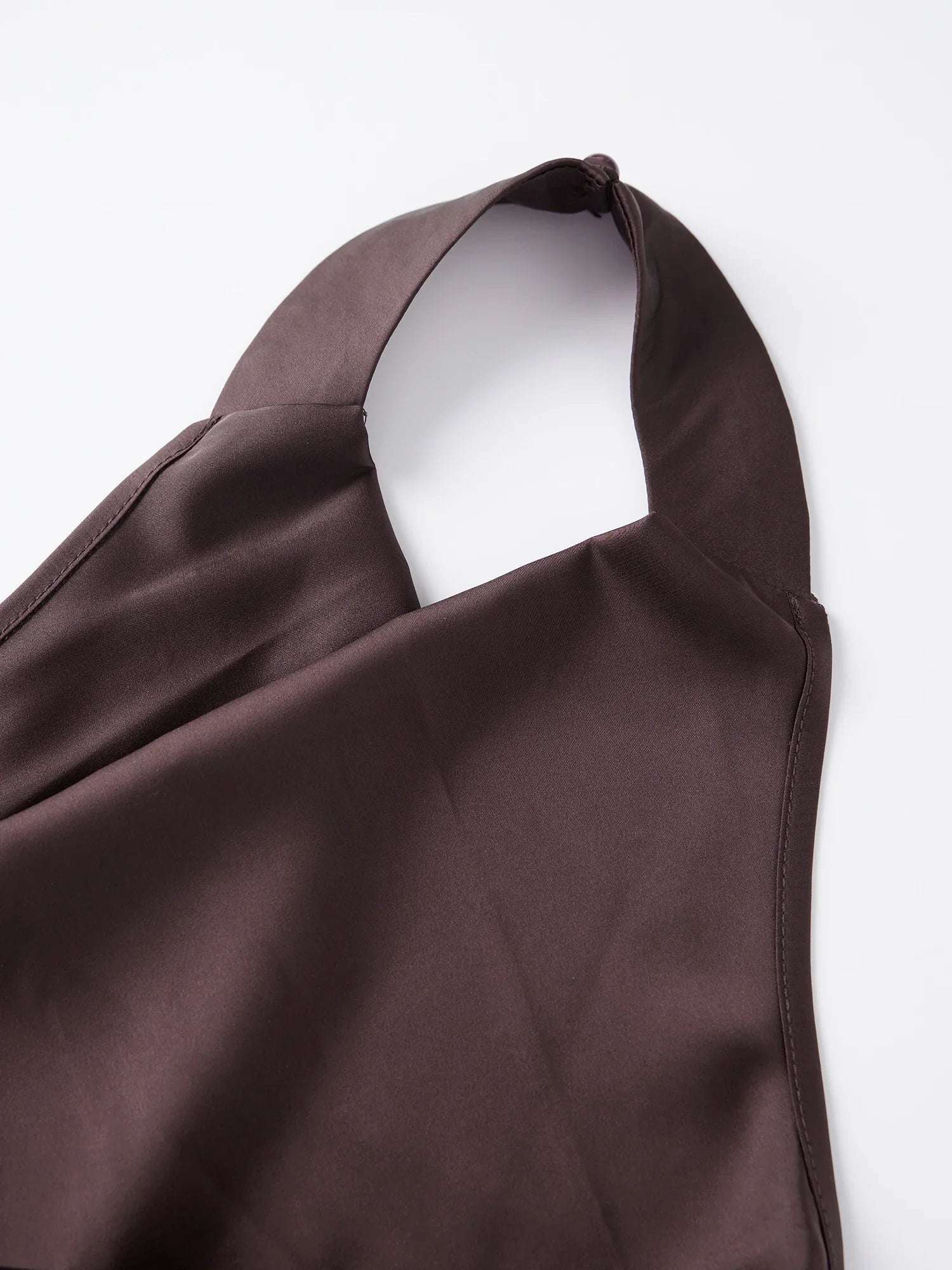 Women’s Solid Color Satin Cowl Neck Halter Tops Summer Fashionable Backless Slim Fit Going Out Vest
