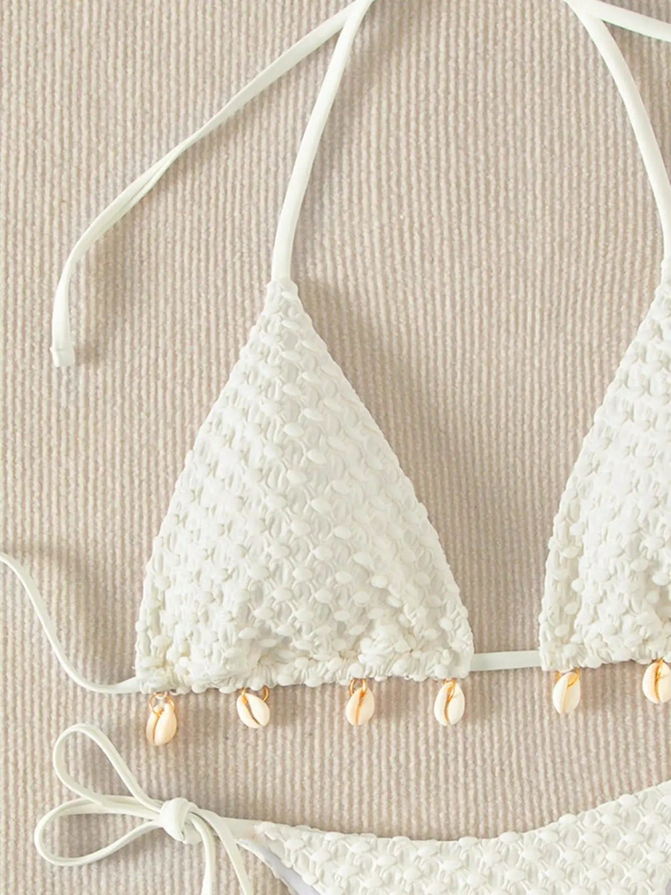 DEKA Tie Side Thong Swimwear New Sexy Bikini Set White Shell Designer Swimsuit Halter Push Up Micro Bikinis Summer Bathing