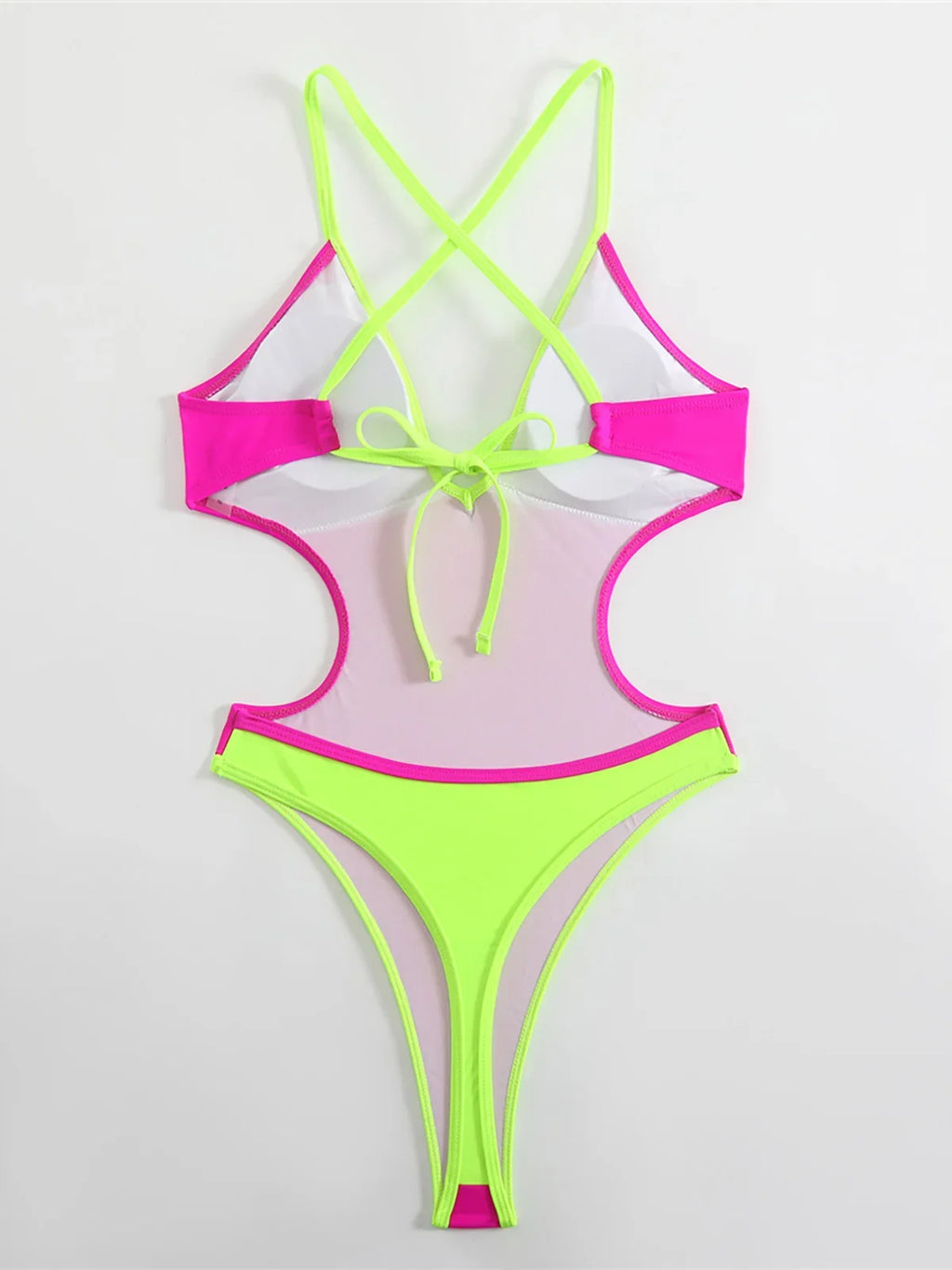 V Neck Splicing Extreme String Mini Micro Thong Women Swimwear One Piece Swimsuit Female Padded Bather Bathing Suit Swim K7085